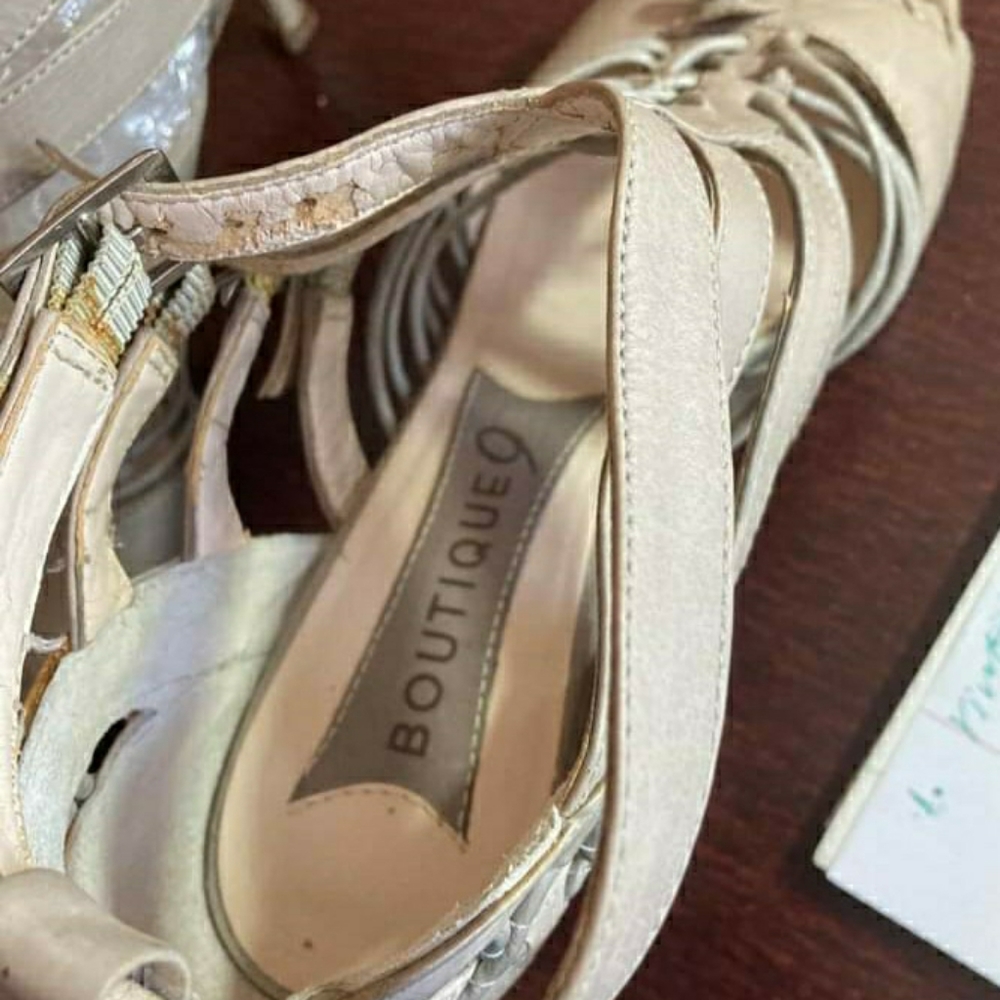 USED Boutique 9 Strappy Leather Heels size 6.5 M